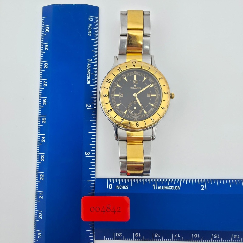 Vintage MOVADO Watch 81.09.861 SWISS Movement Stainless Steel Gold Plate 6.75" - Picture 15 of 15
